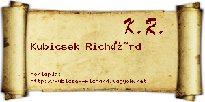 Kubicsek Richárd névjegykártya